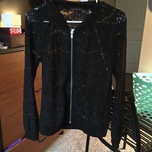 Material Girl Lace Zip-Up Jacket
